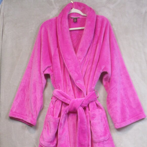 VICTORIA'S SECRET Cozy Short Plush Bath Robe Embossed Monogram Size XL/XXL - Picture 3 of 8
